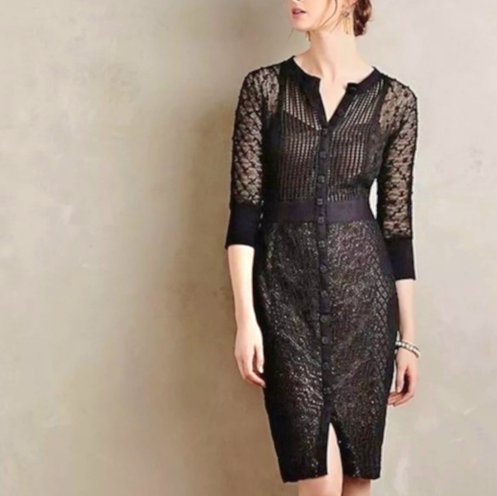 Byron Lars Black Lace Midi Dress